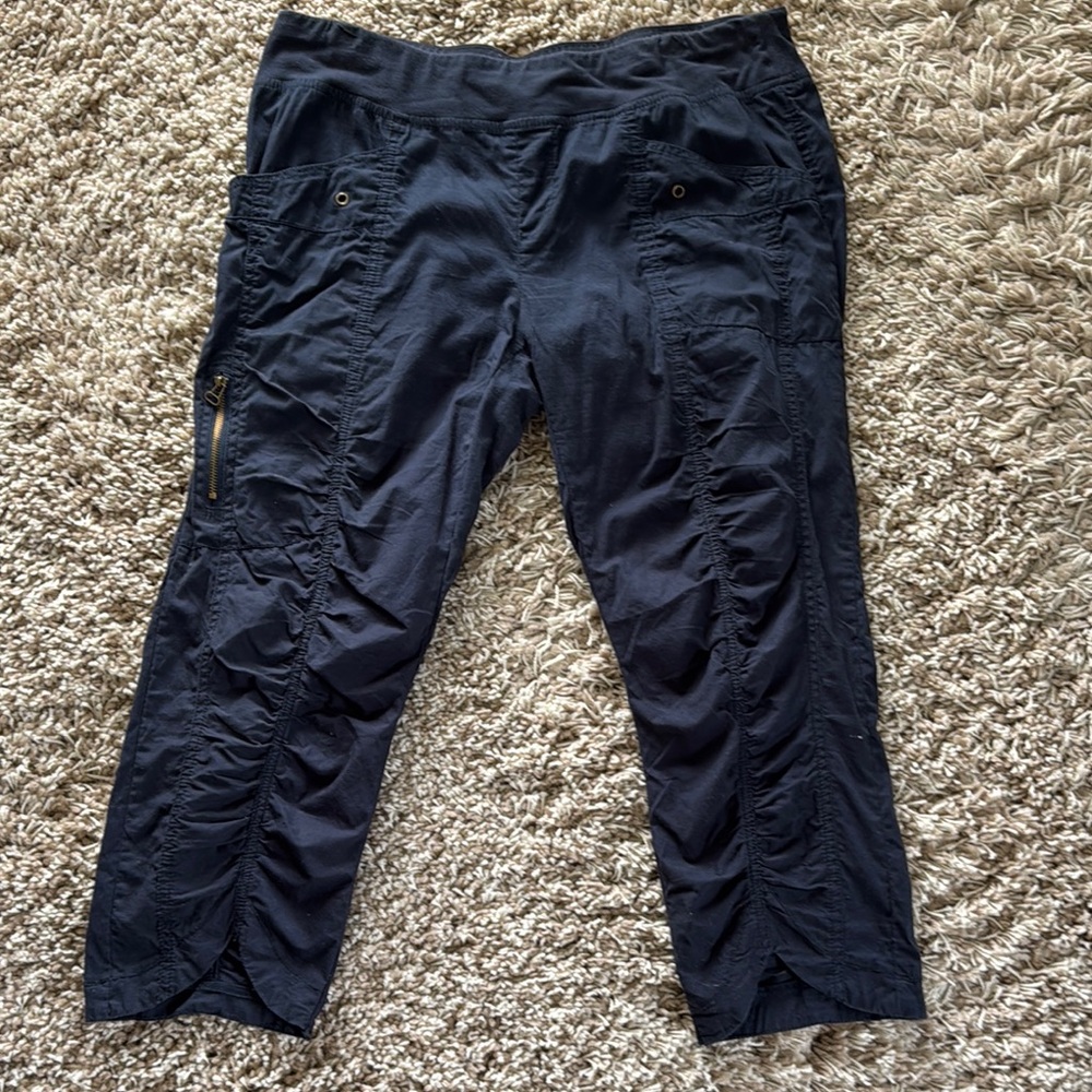 XCVI Navy Blue Cargo Pants Relaxed Fit Elastic Waistband